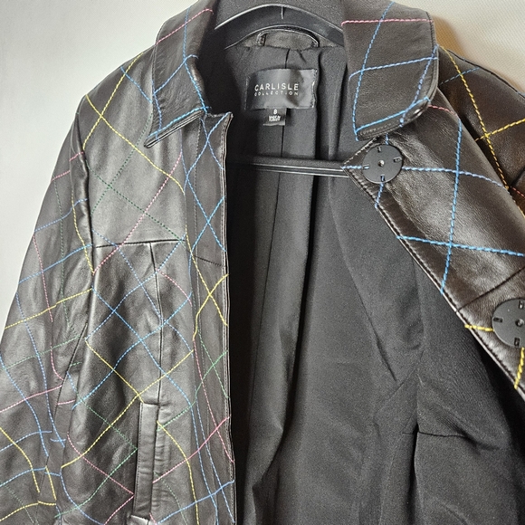 Carlisle Women's Leather Jacket Size 8 Snap Buttons Pockets - Picture 15 of 15